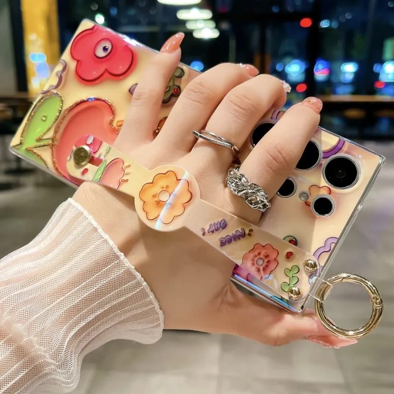 Galaxy S Series - 3D Flower Phone Case with Wrist Strap