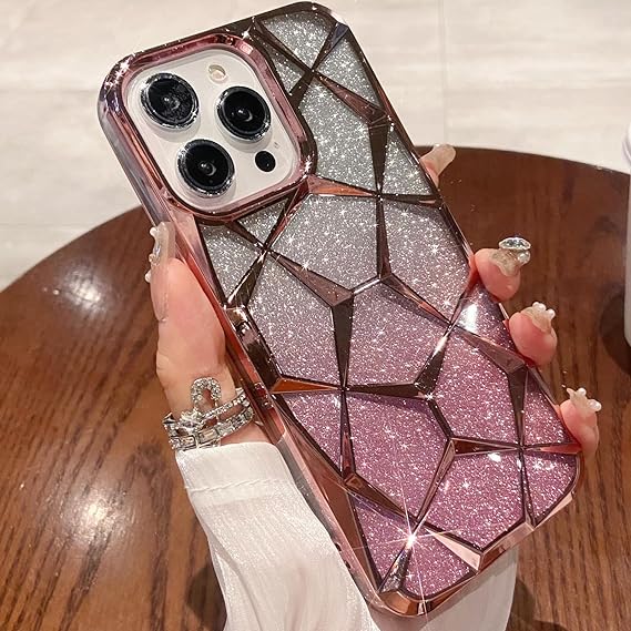 iPhone 14 Series - Gradient Glitter Geometrical Pattern Case