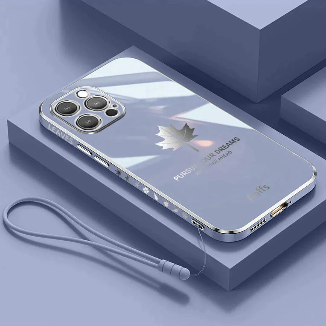 iPhone 13 Series - Electroplating Leaf Case With Lanyard