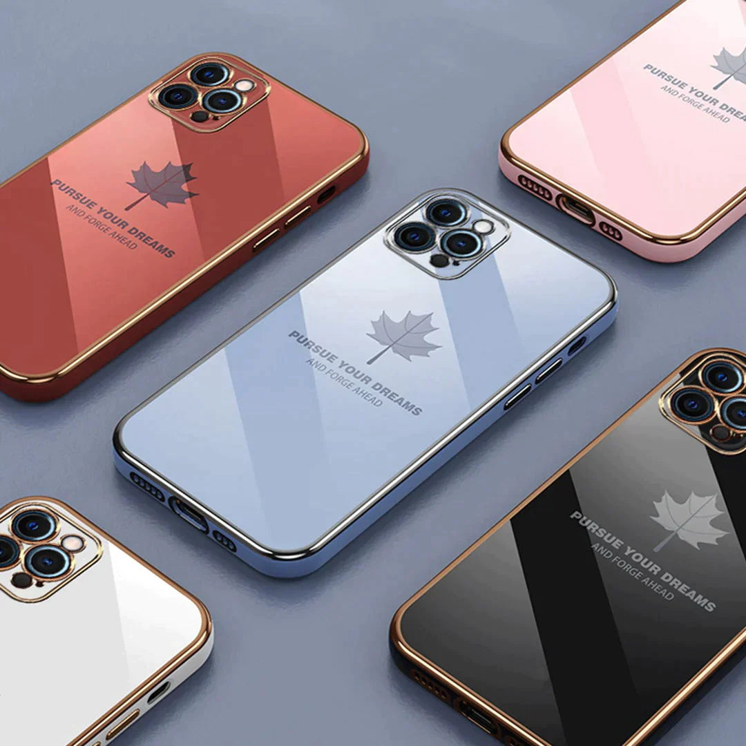 iPhone 13 Series - Electroplating Leaf Case With Lanyard