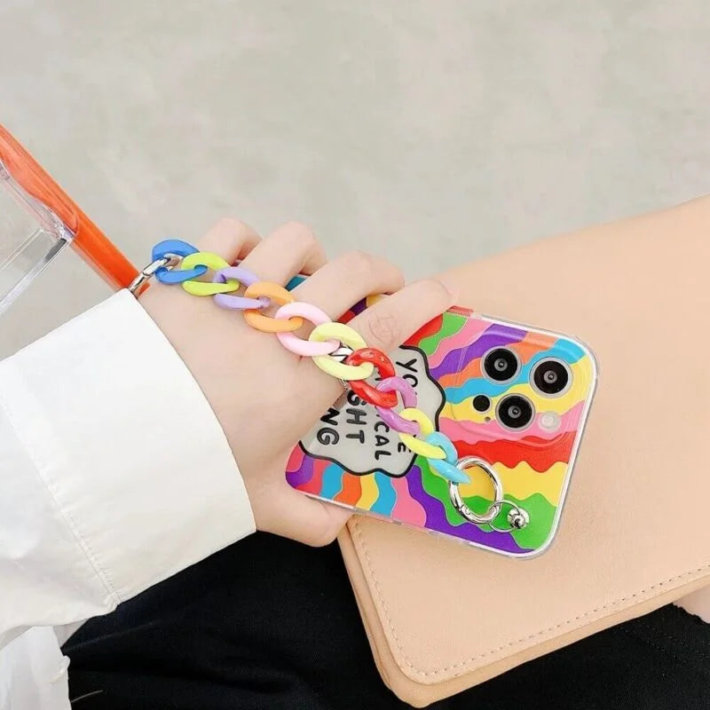 iPhone 13 Series - Rainbow Case with Chain Bracelet
