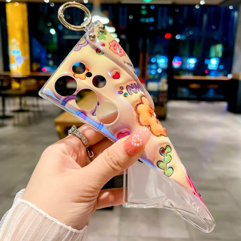 Galaxy S Series - 3D Flower Phone Case with Wrist Strap