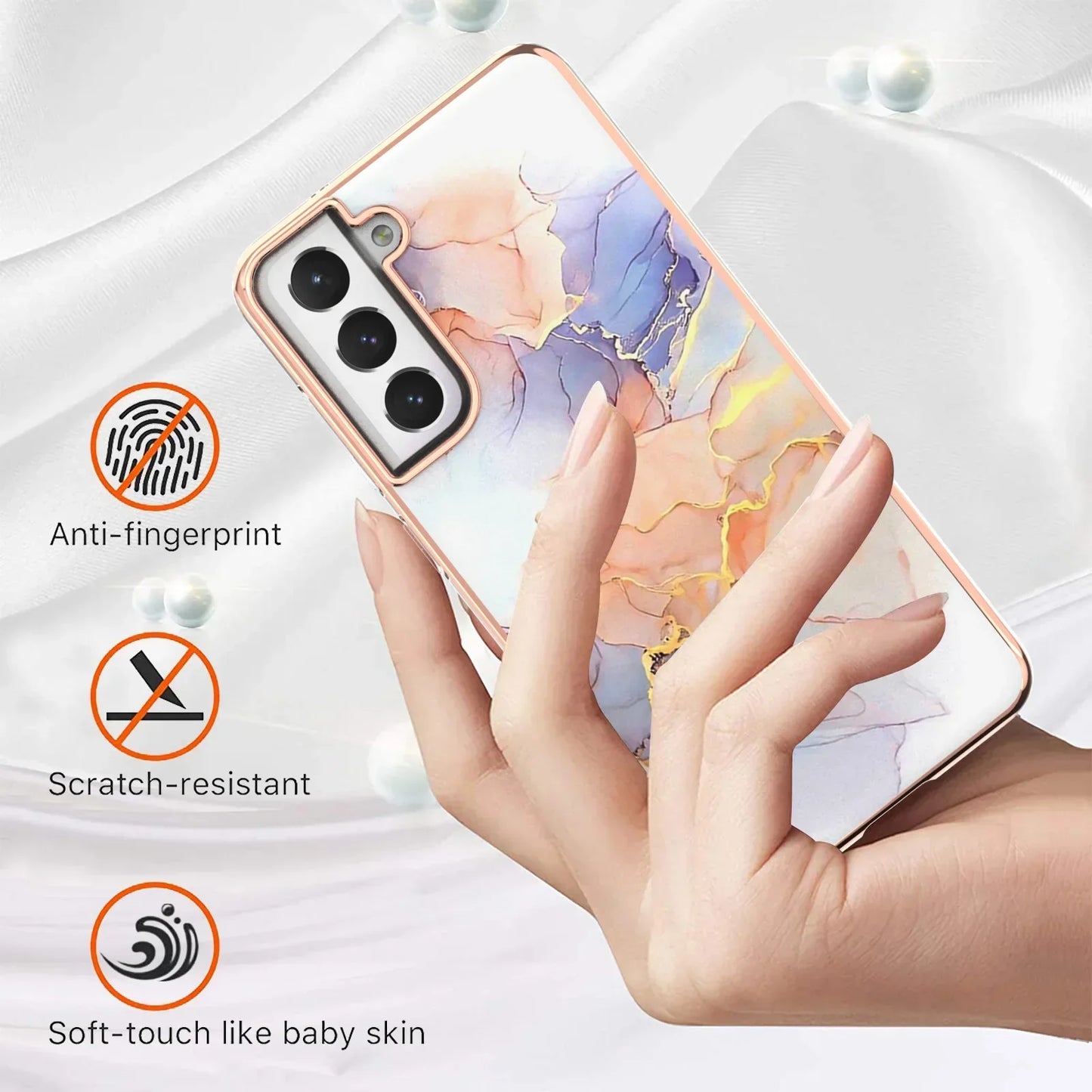 Galaxy S Series - Silicone Case with Plated Mosaic Design