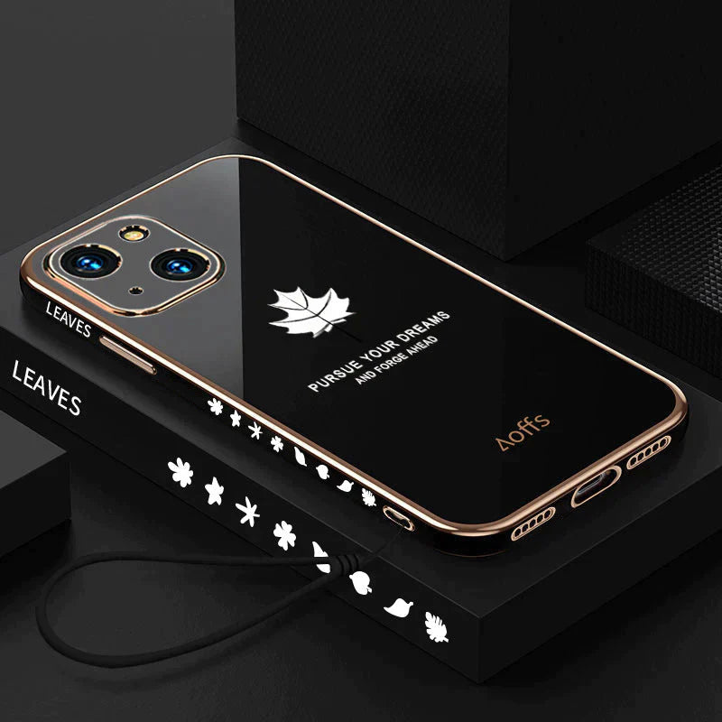 iPhone 13 Series - Electroplating Leaf Case With Lanyard