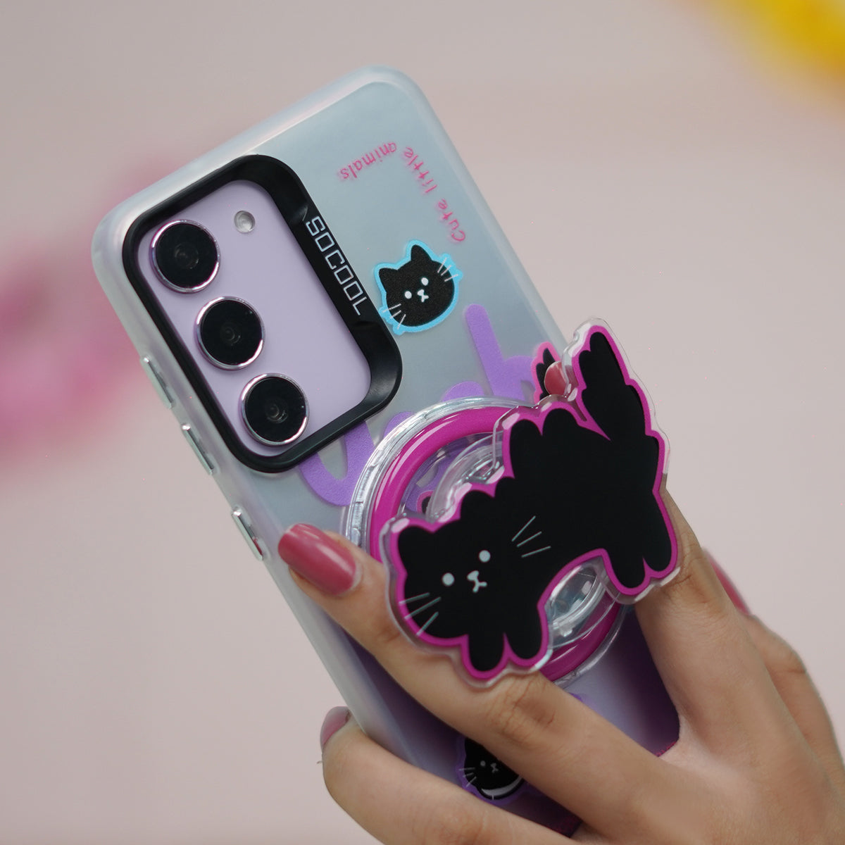 Galaxy S22 Series - Black Cat Case With Magnetic Holder