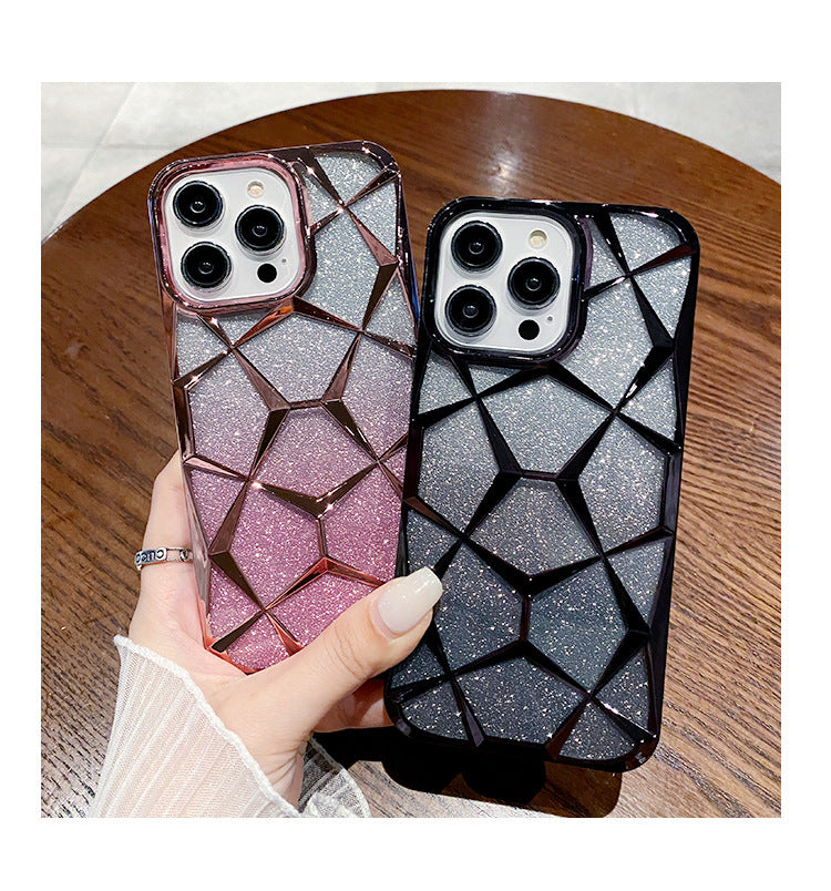 iPhone 14 Series - Gradient Glitter Geometrical Pattern Case