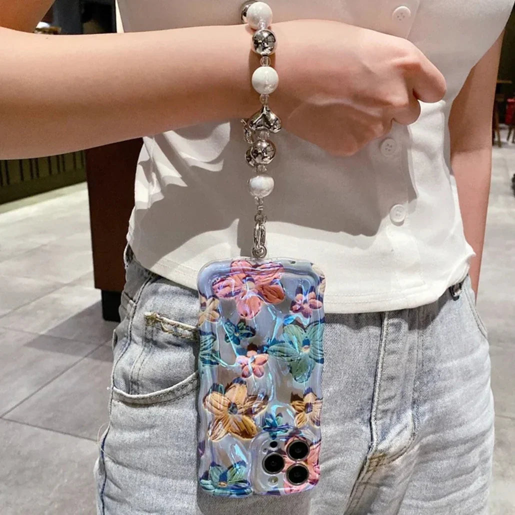 iPhone 14 Series - Floral Elegance Case With Lanyard