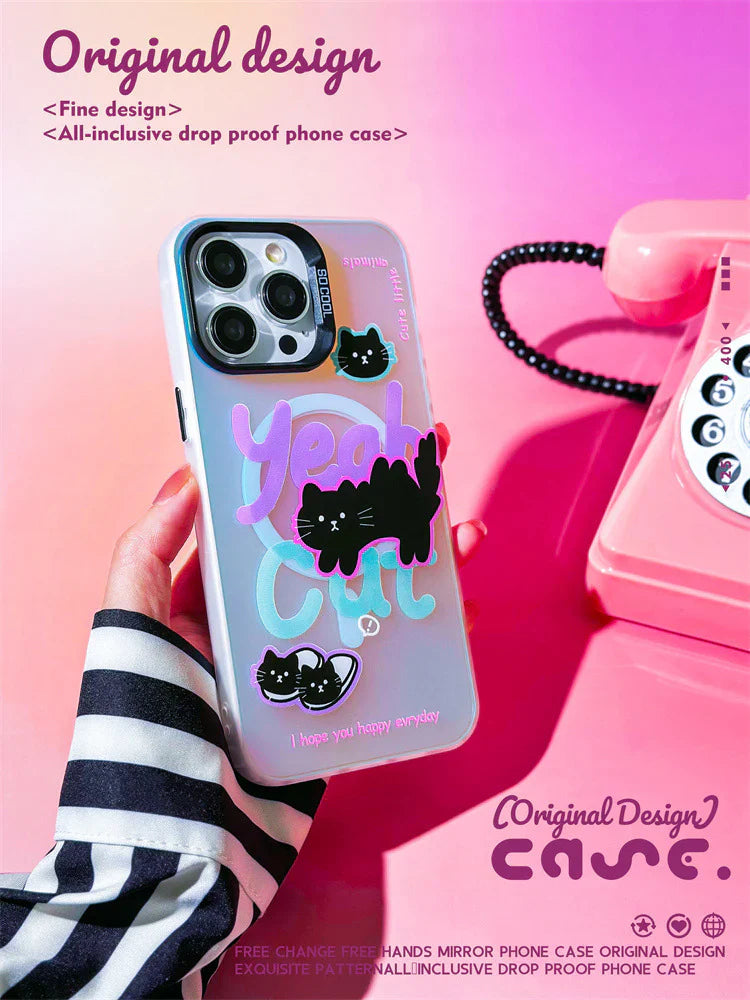 iPhone - Black Cat Case With Magnetic Holder