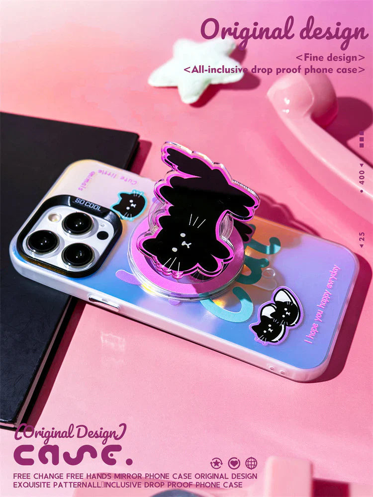 iPhone - Black Cat Case With Magnetic Holder