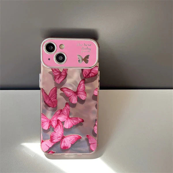 iPhone 14 Series - Pink Butterfly Case with Bracelet