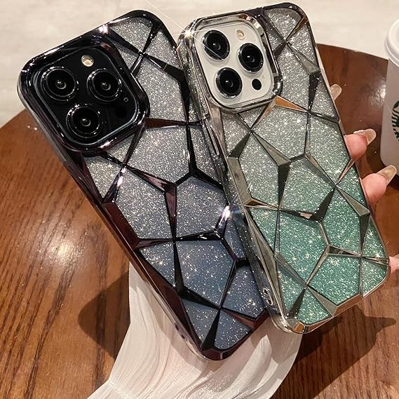 iPhone 14 Series - Gradient Glitter Geometrical Pattern Case