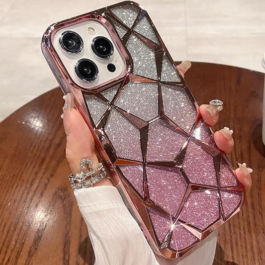 iPhone 14 Series - Gradient Glitter Geometrical Pattern Case