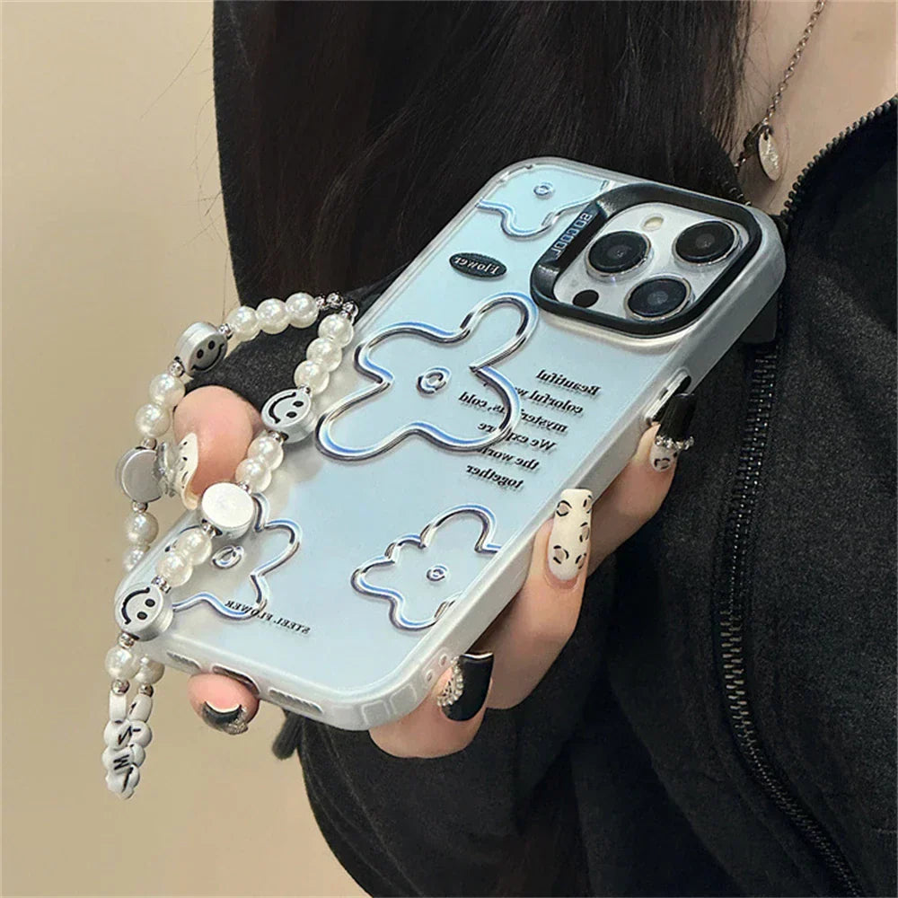 iPhone 14 Series - Floral Pearl Case with Lanyard