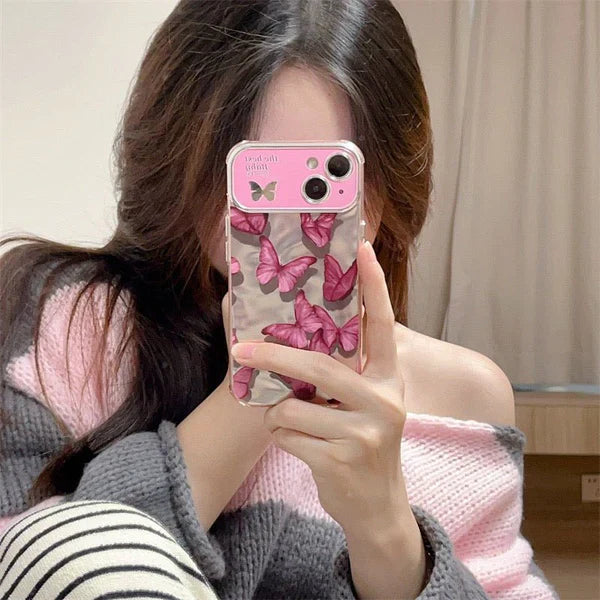 iPhone 14 Series - Pink Butterfly Case with Bracelet