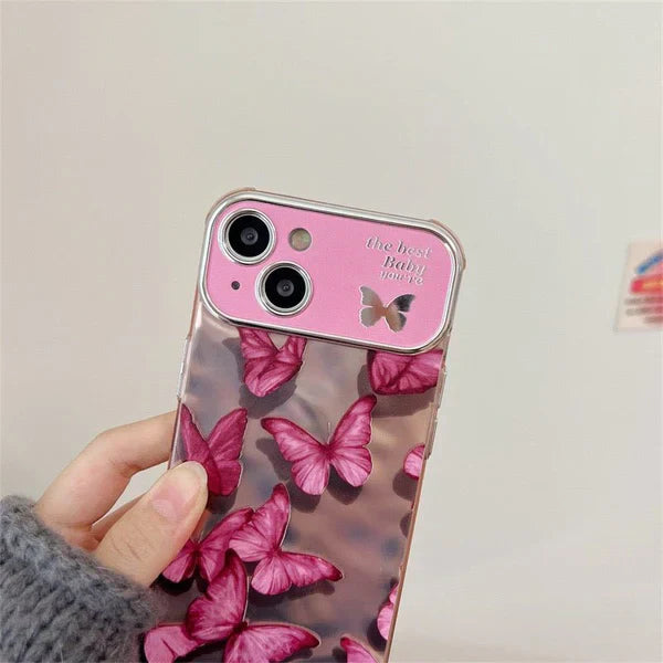 iPhone 14 Series - Pink Butterfly Case with Bracelet