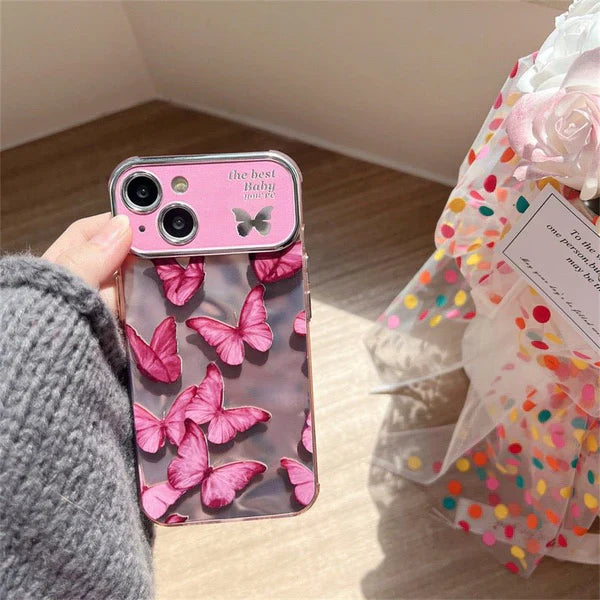 iPhone 14 Series - Pink Butterfly Case with Bracelet